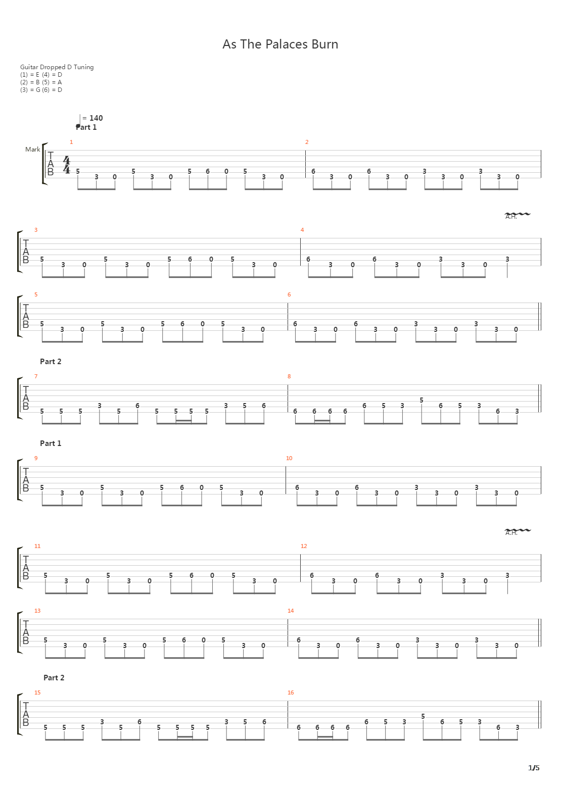 As The Palaces Burn吉他谱