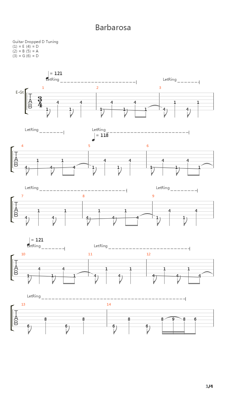 Barbarosa吉他谱