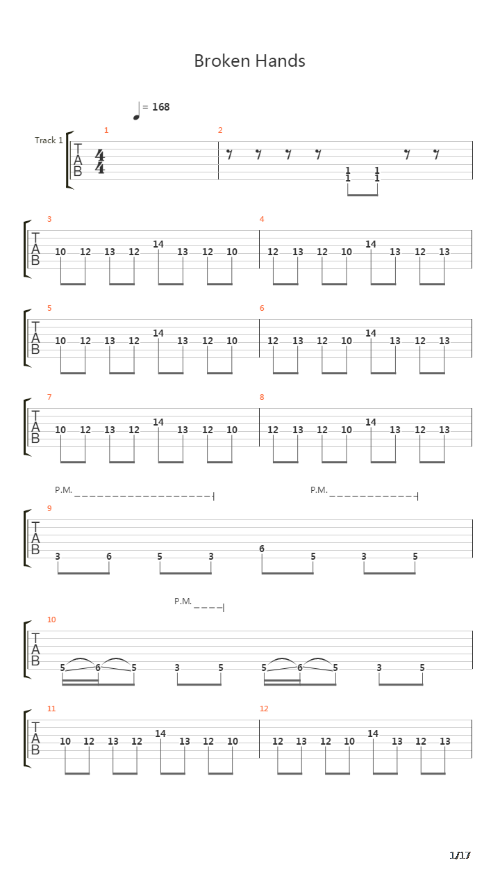 Broken Hands吉他谱