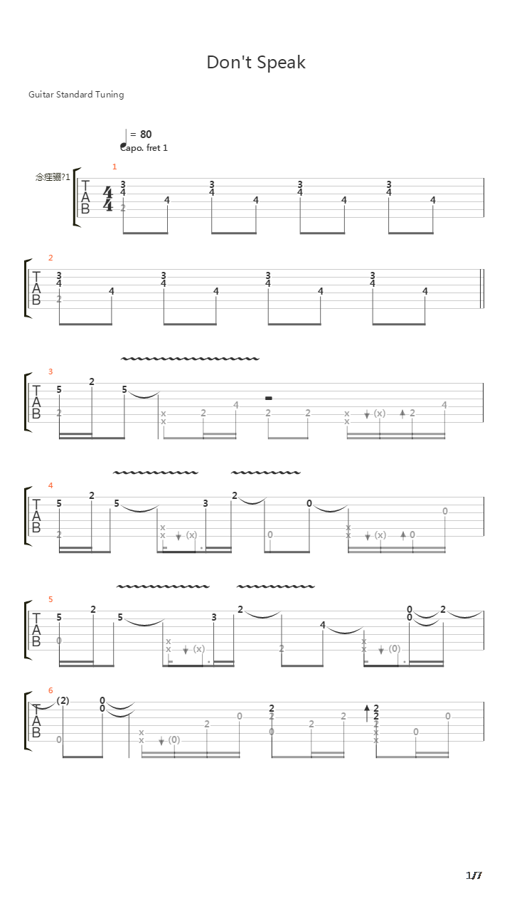 Don't Speak吉他谱