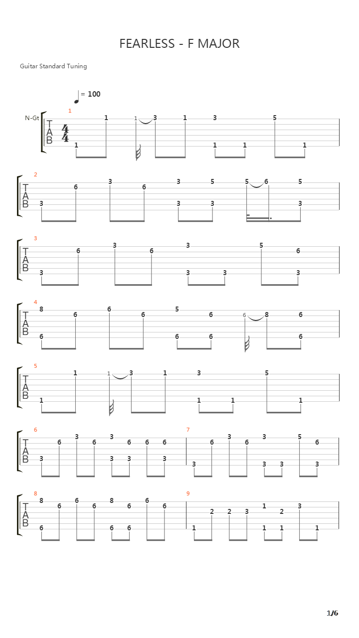Fearless吉他谱