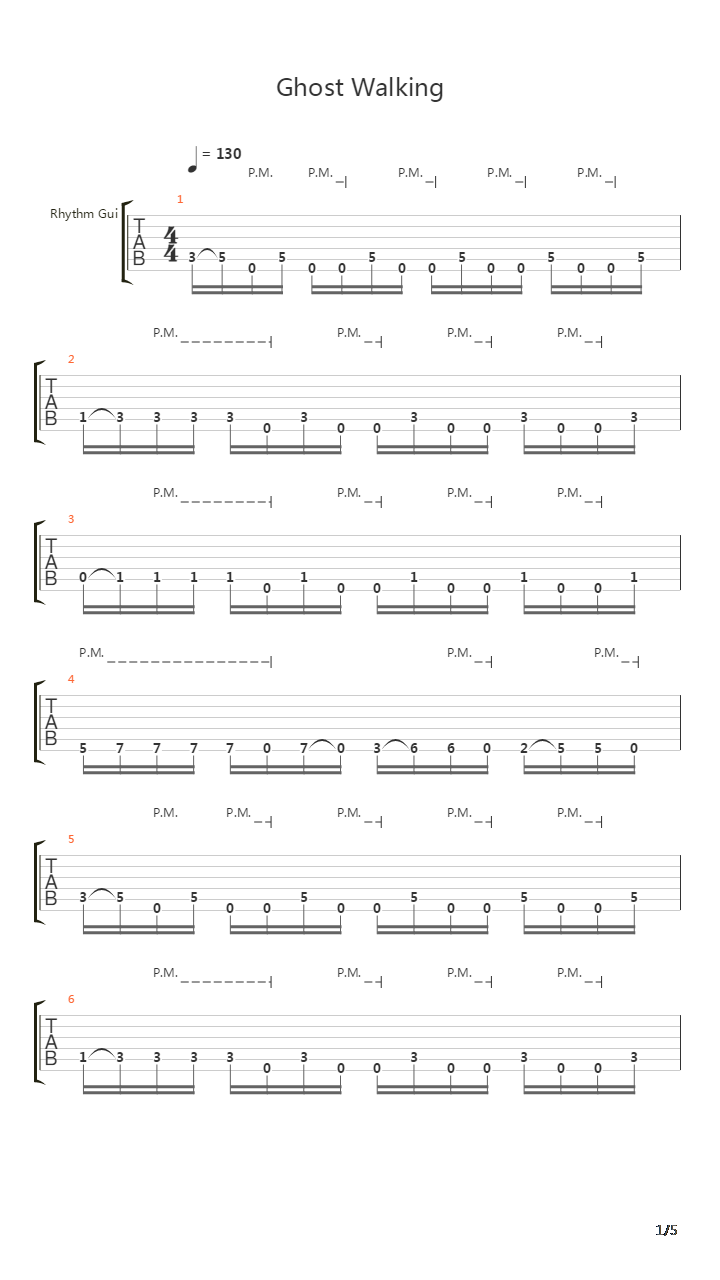 Ghost Walking吉他谱