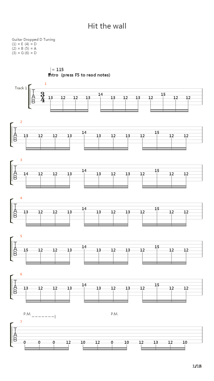 Hit The Wall吉他谱