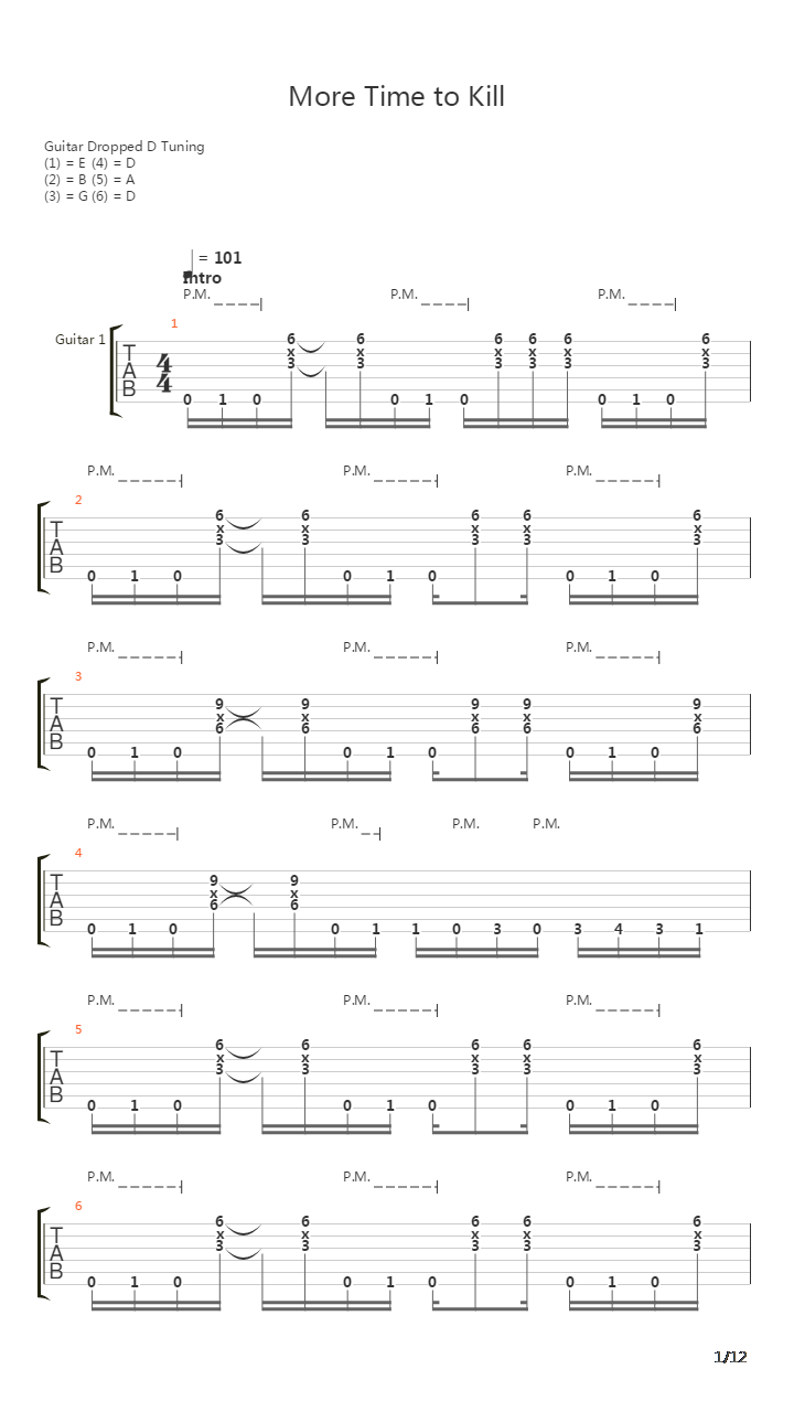 More Time To Kill吉他谱