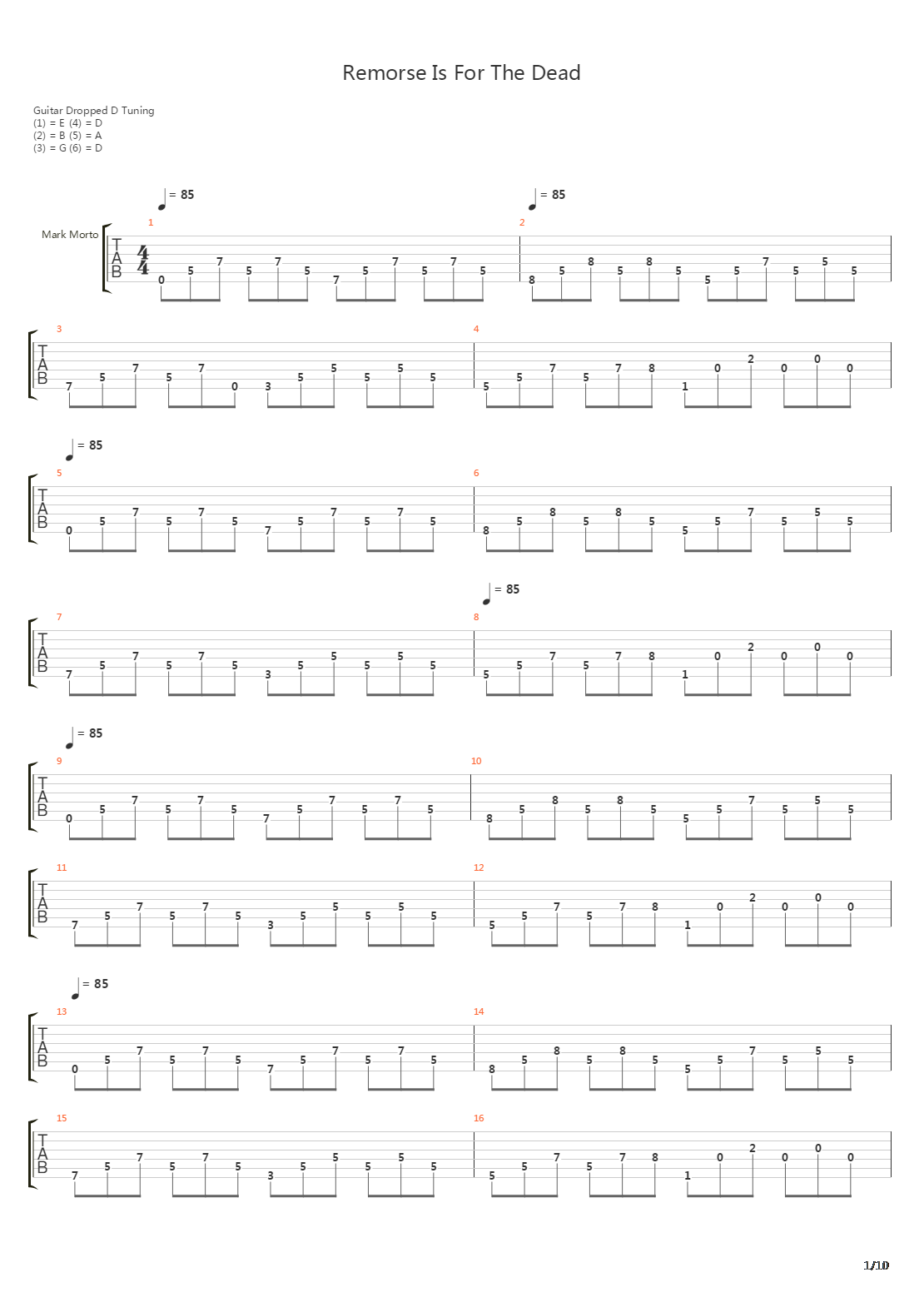 Remorse Is For The Dead吉他谱
