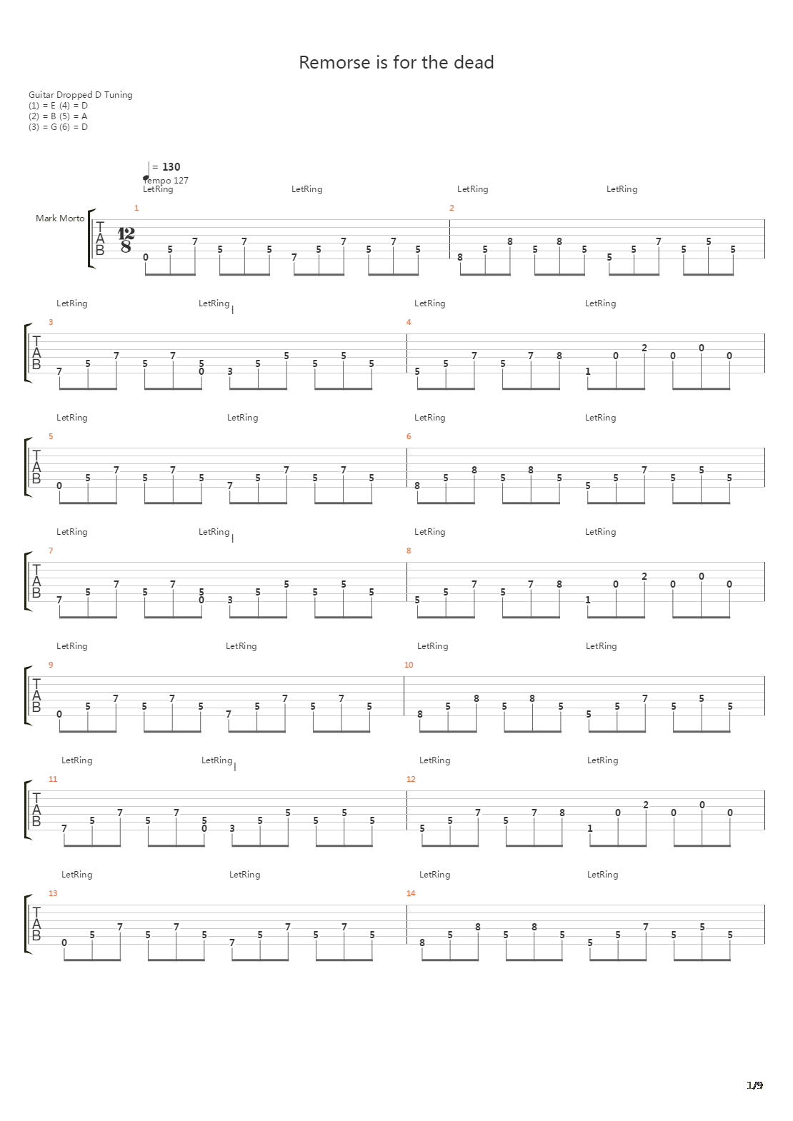 Remorse Is For The Dead吉他谱
