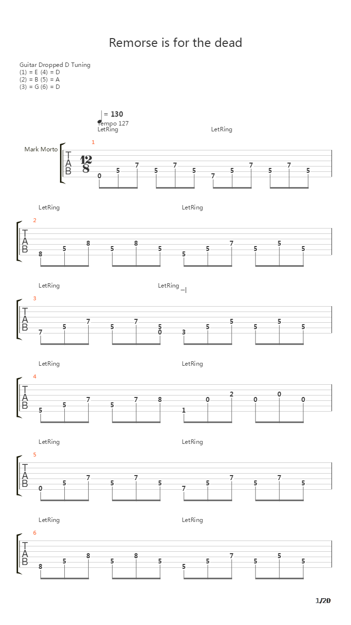 Remorse Is For The Dead吉他谱