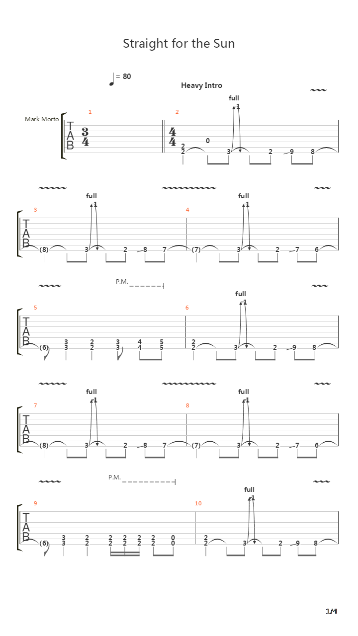 Straight For The Sun吉他谱