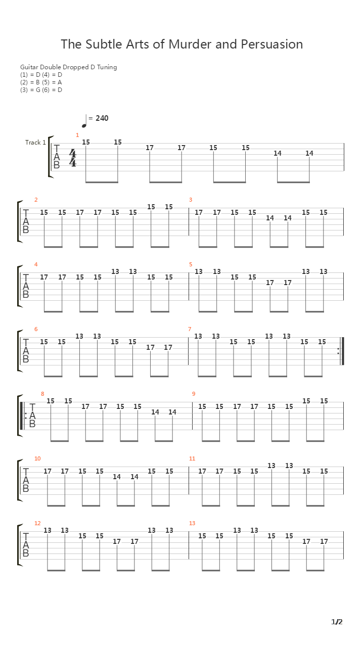 The Subtle Arts Of Murder And Persuasion吉他谱
