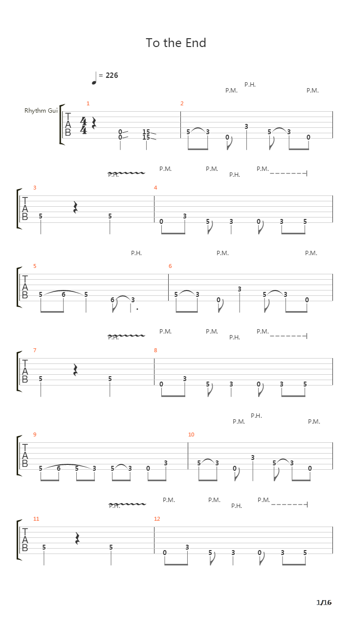 To The End吉他谱