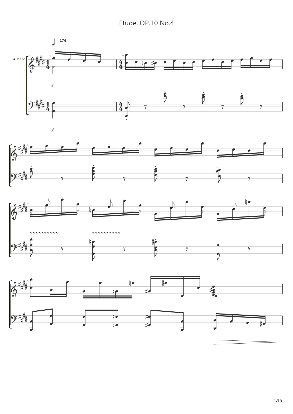 Etude Op10 No4吉他谱