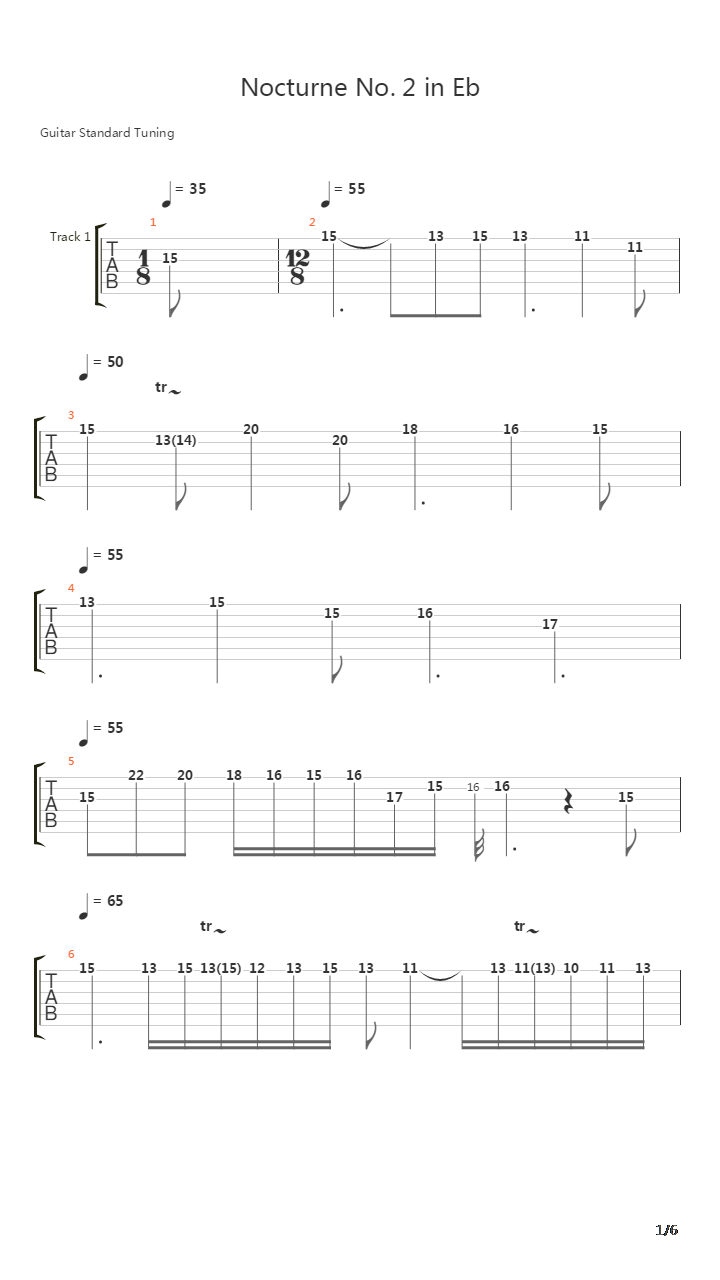 Nocturne In E Flat Op 9 No 2吉他谱