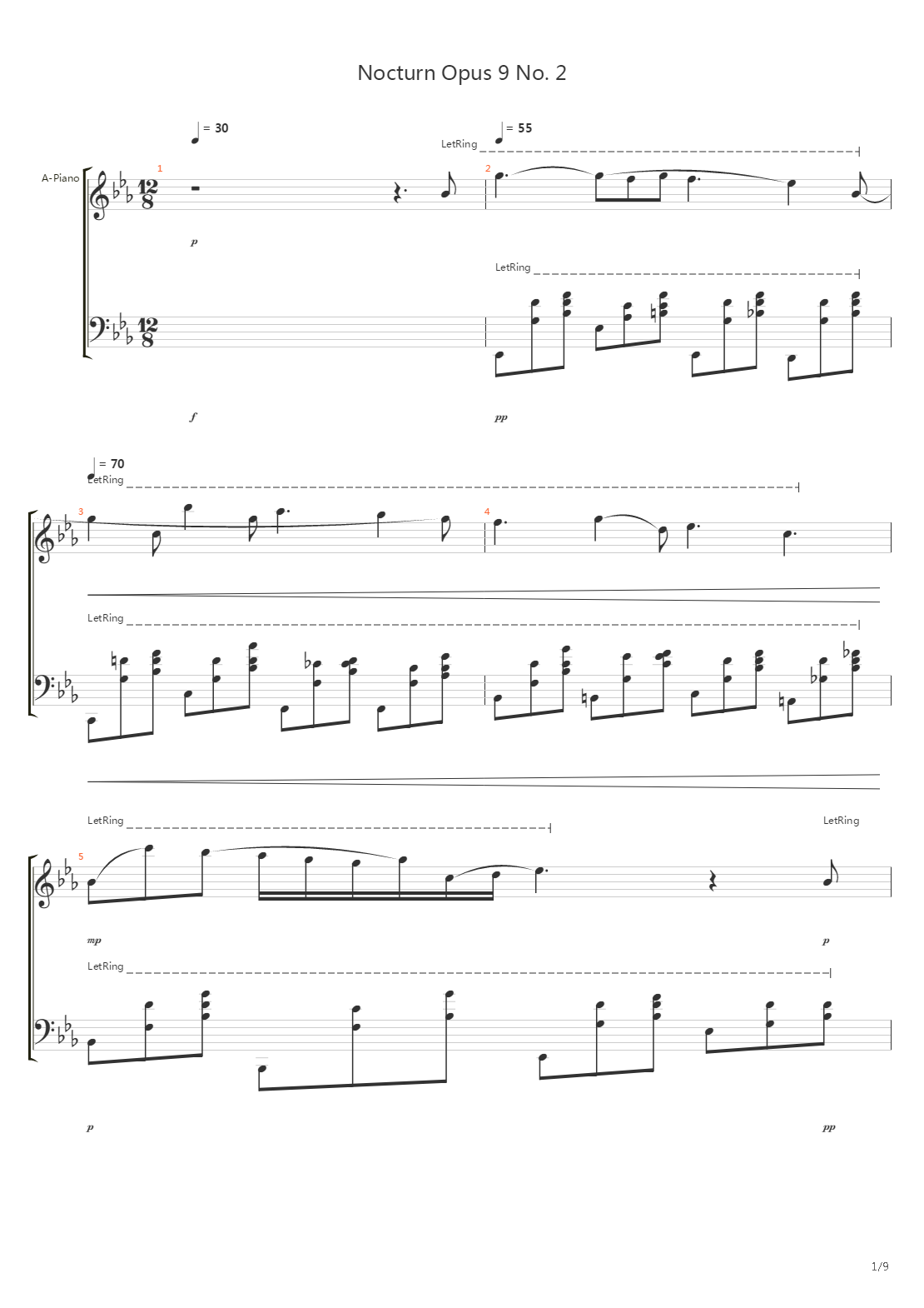 Nocturne Op 9 No 2吉他谱