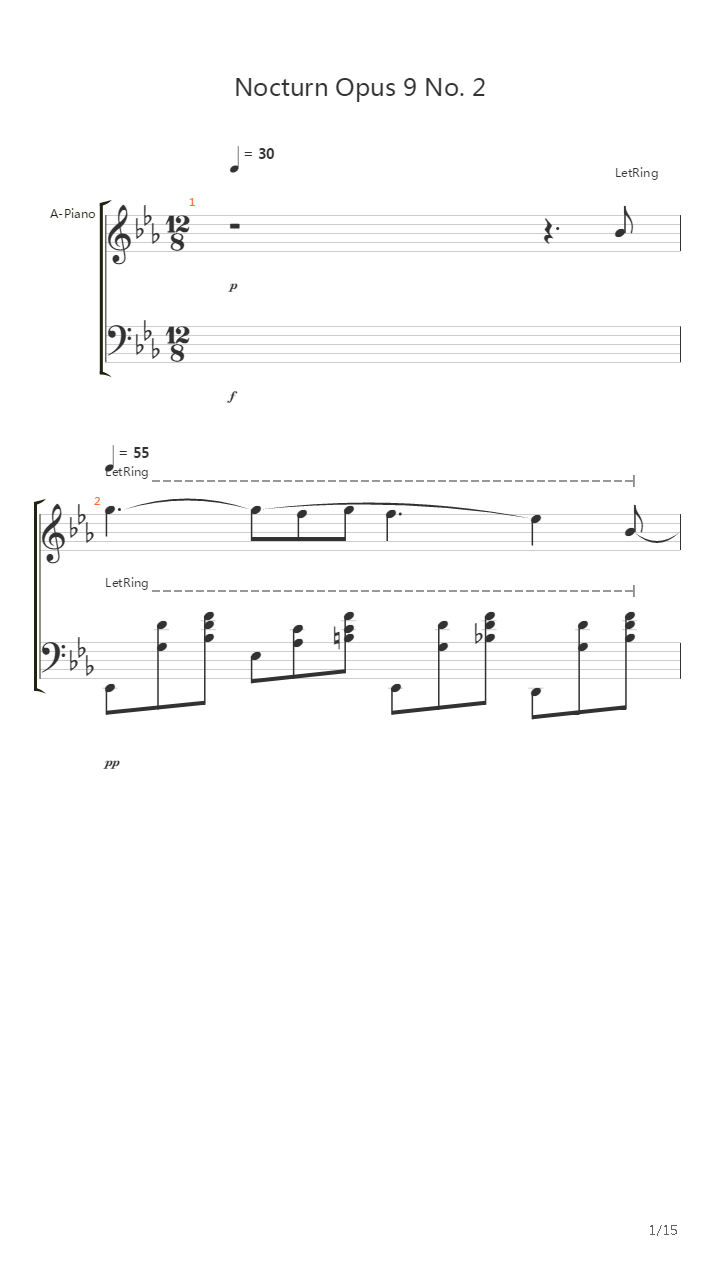 Nocturne Op 9 No 2吉他谱