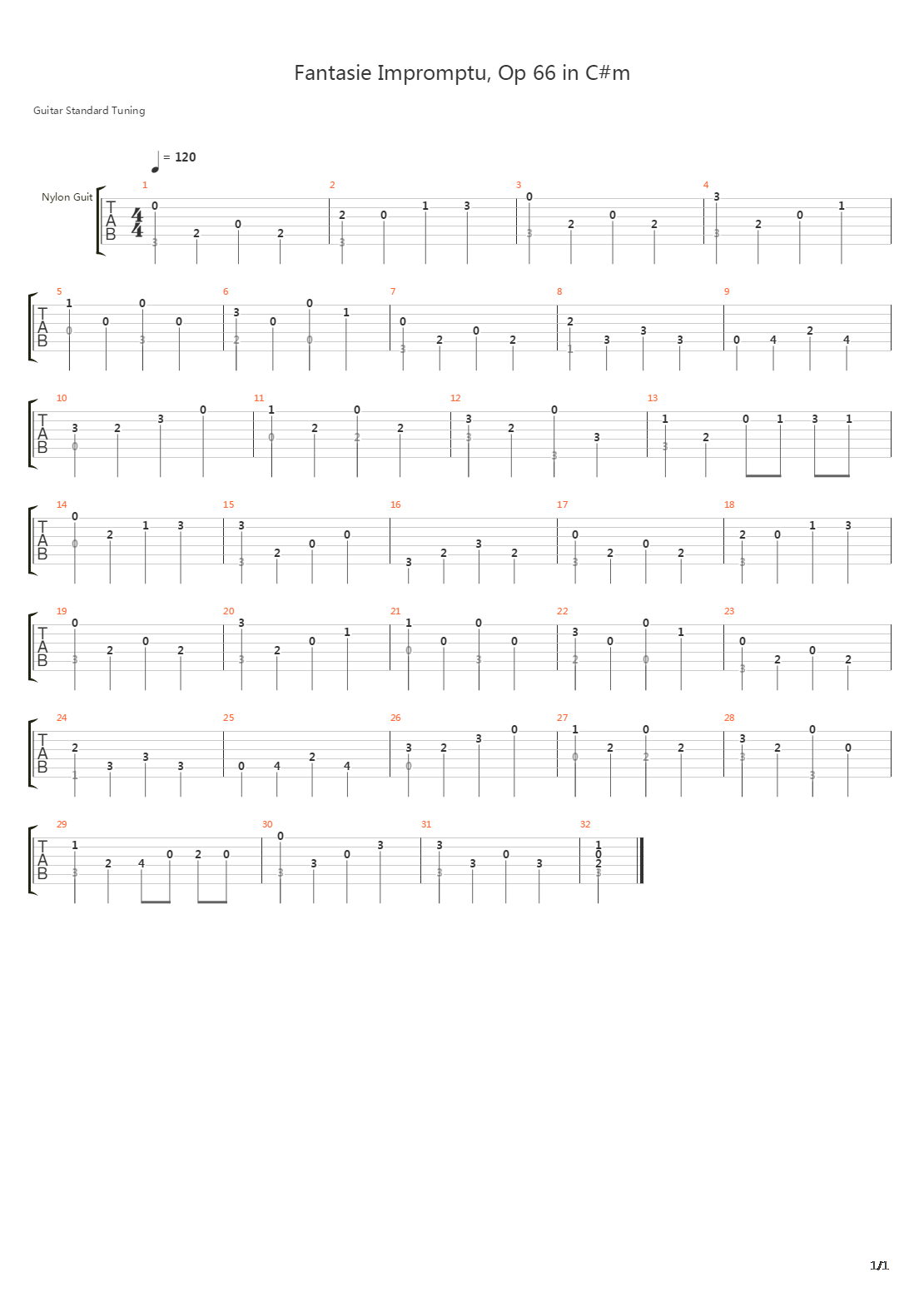 Opus 66 Fantasie Impromptu吉他谱