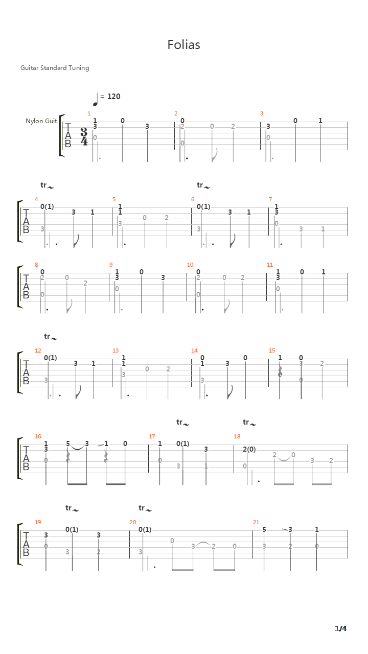 Folias吉他谱