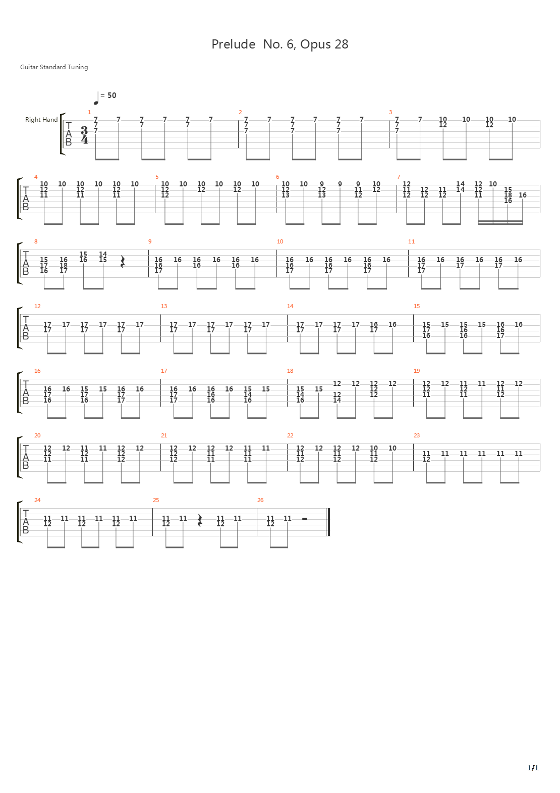 Prelude Op 28 No 6吉他谱