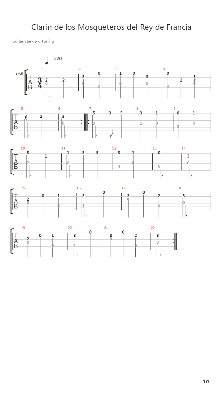 The Bugle Of The French Kings Musketeers吉他谱