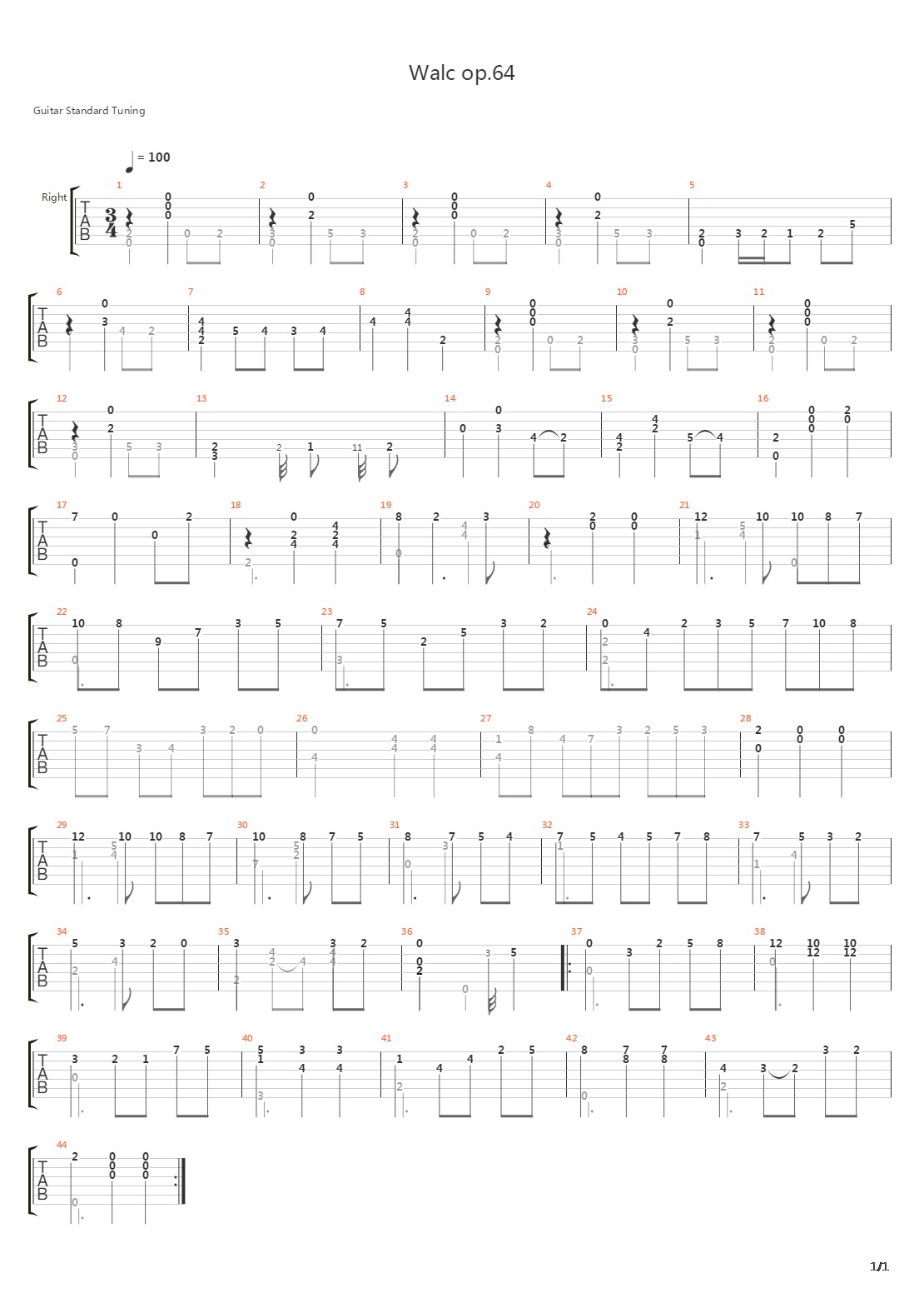 Walc Op 34吉他谱