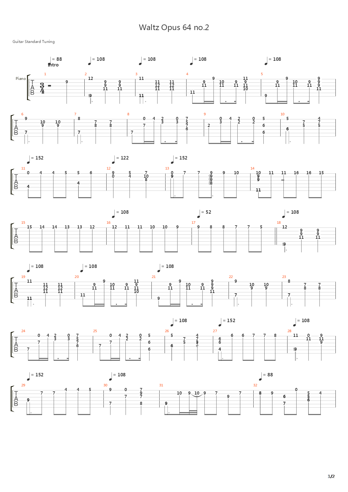 Waltz Op 64 No2吉他谱
