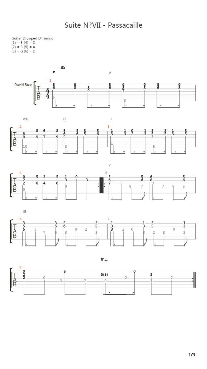 Suite N 7 - Passacaille吉他谱