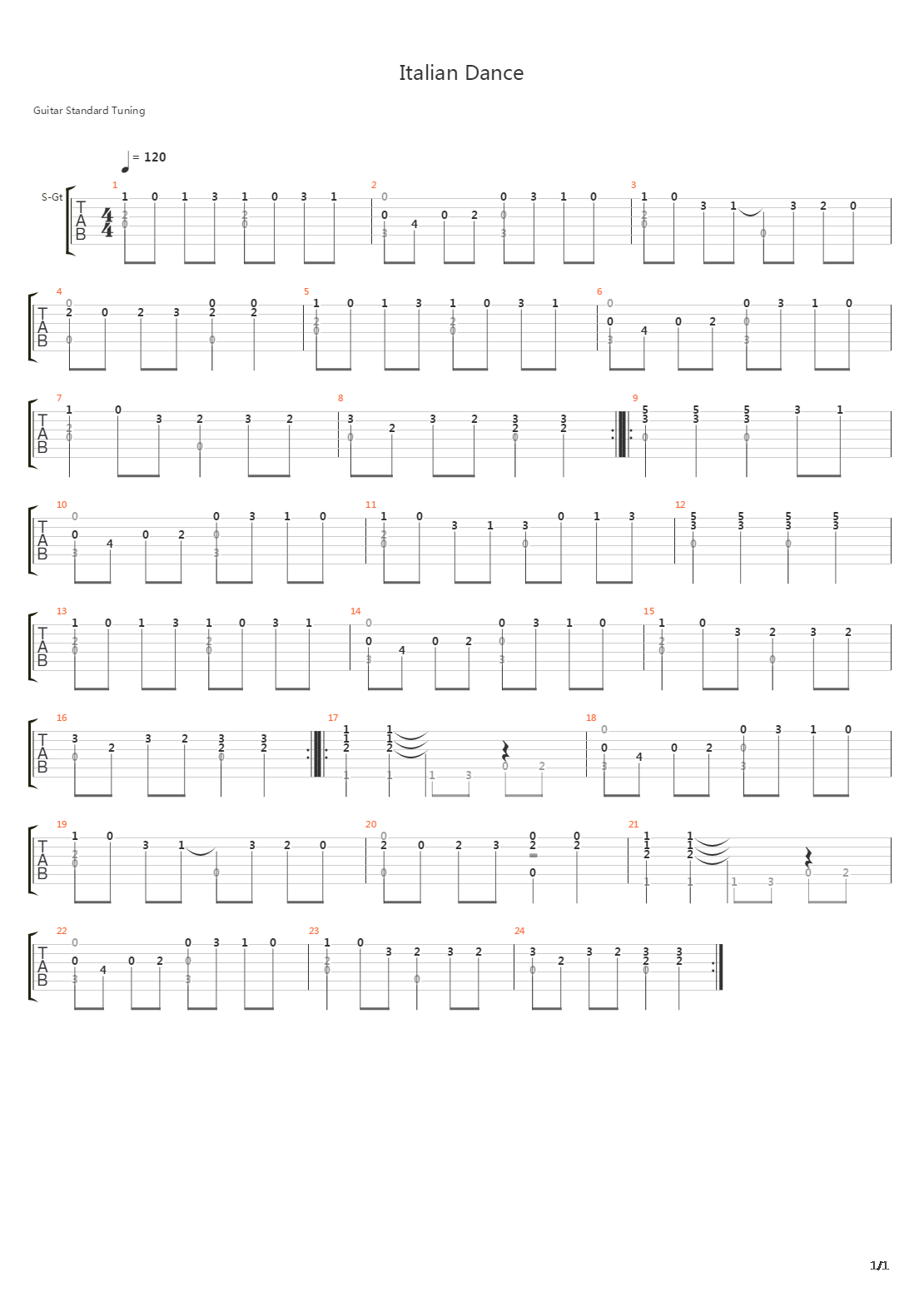Italian Dance吉他谱
