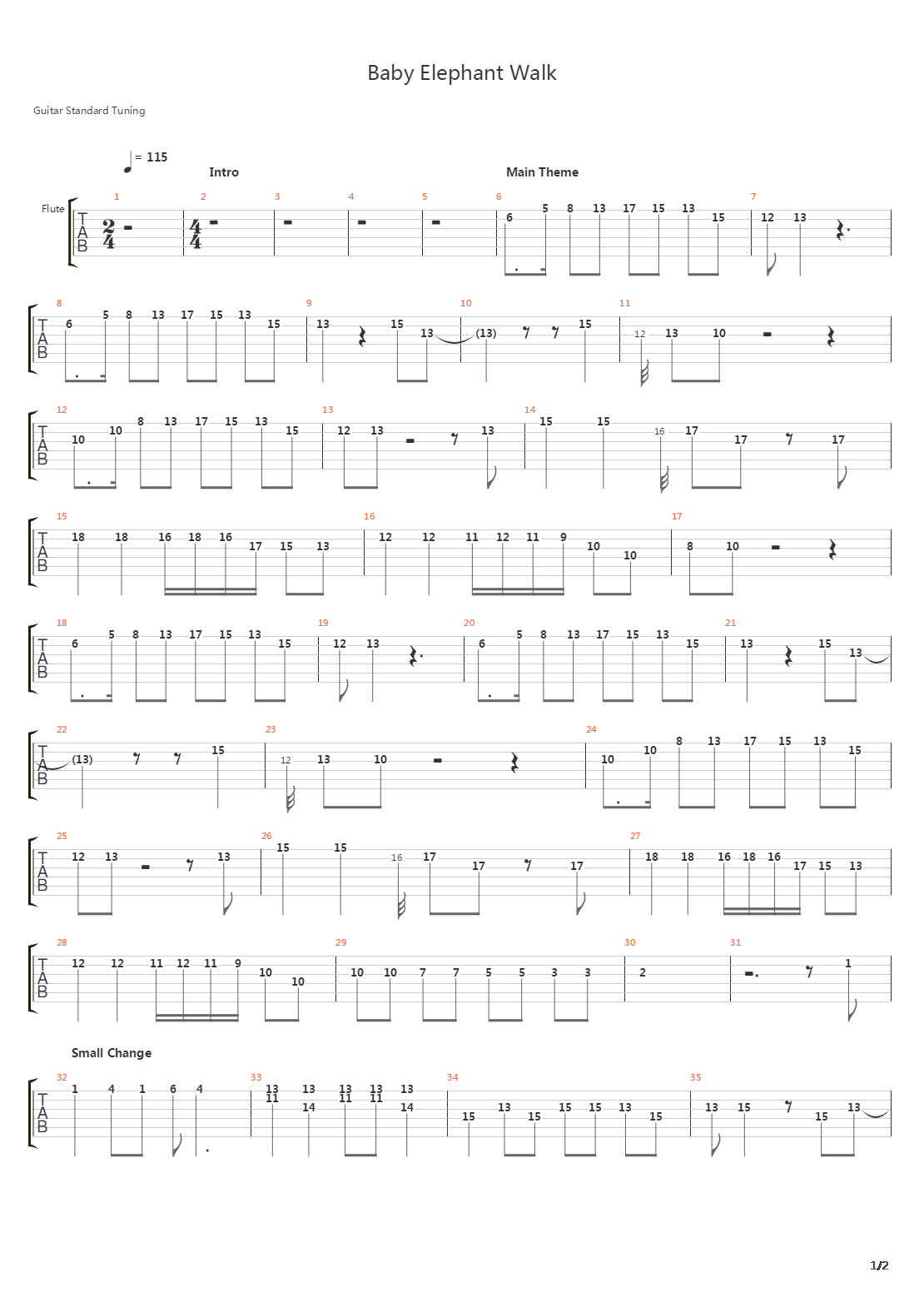 Baby Elephant Walk吉他谱