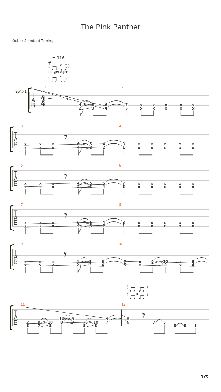 La Pantera Rosa吉他谱