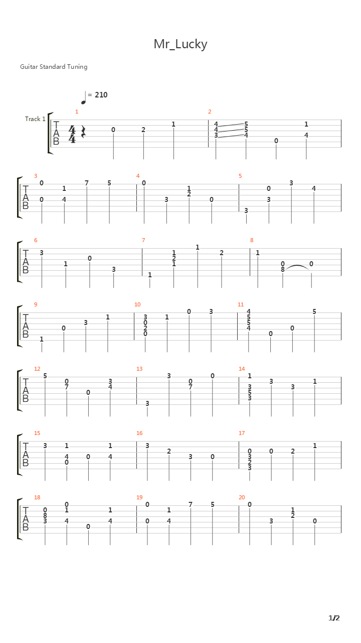 Mr Lucky吉他谱