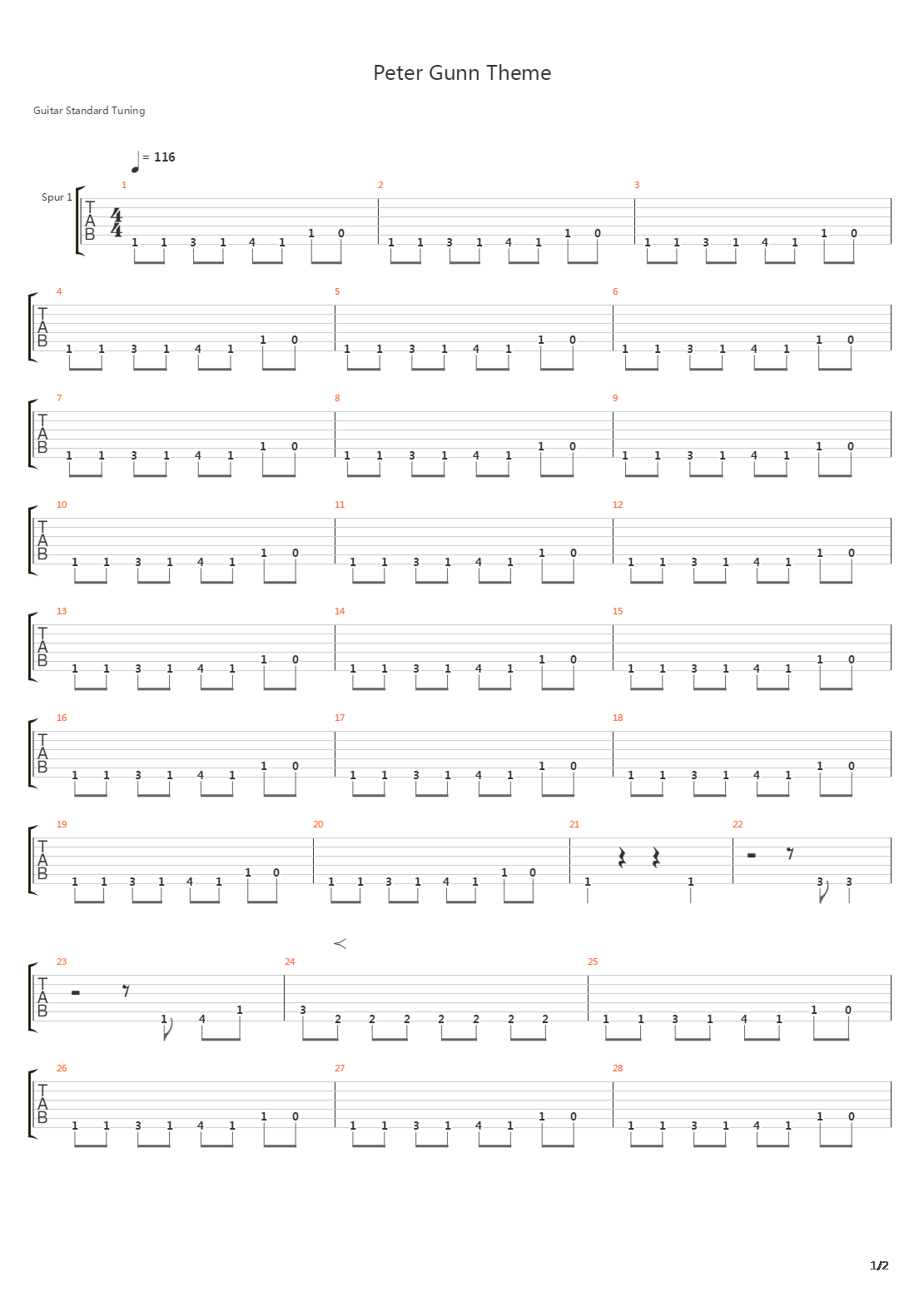 Peter Gunn Theme吉他谱