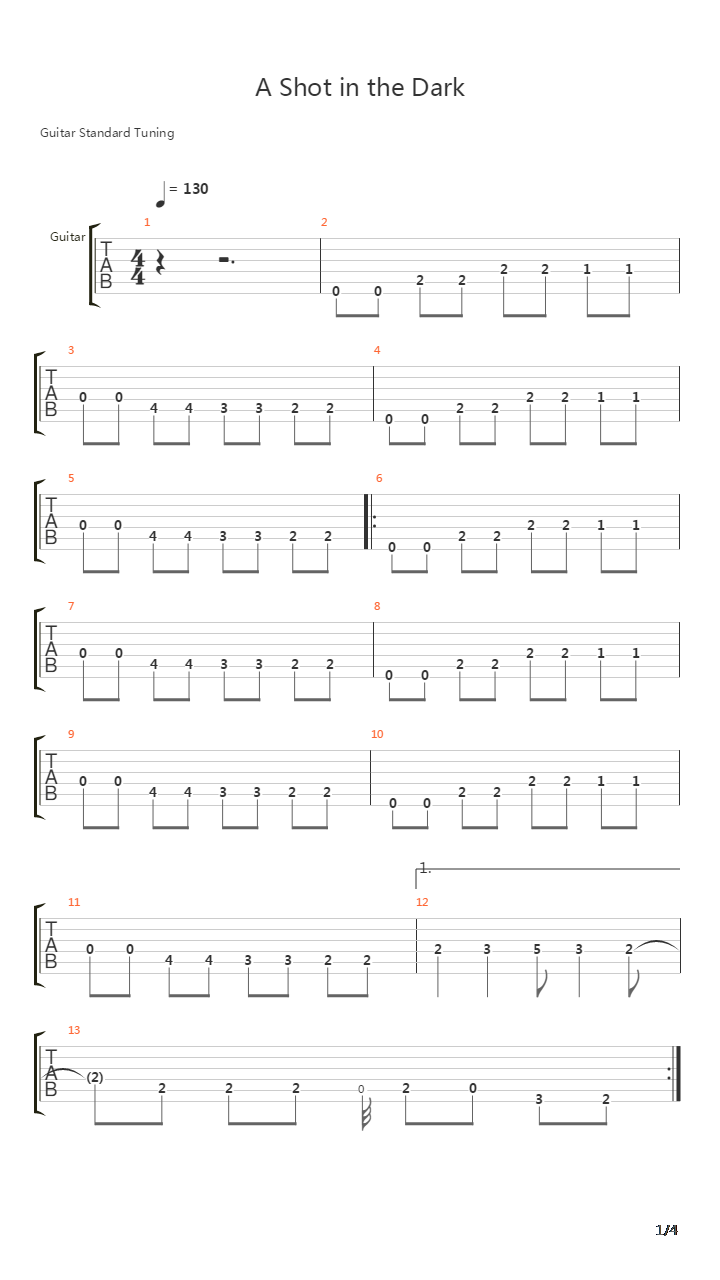 Shot In The Dark吉他谱