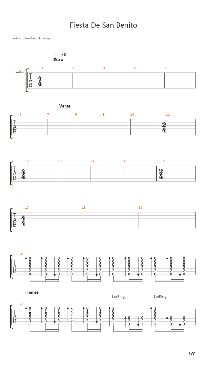 Fiesta De San Benito吉他谱