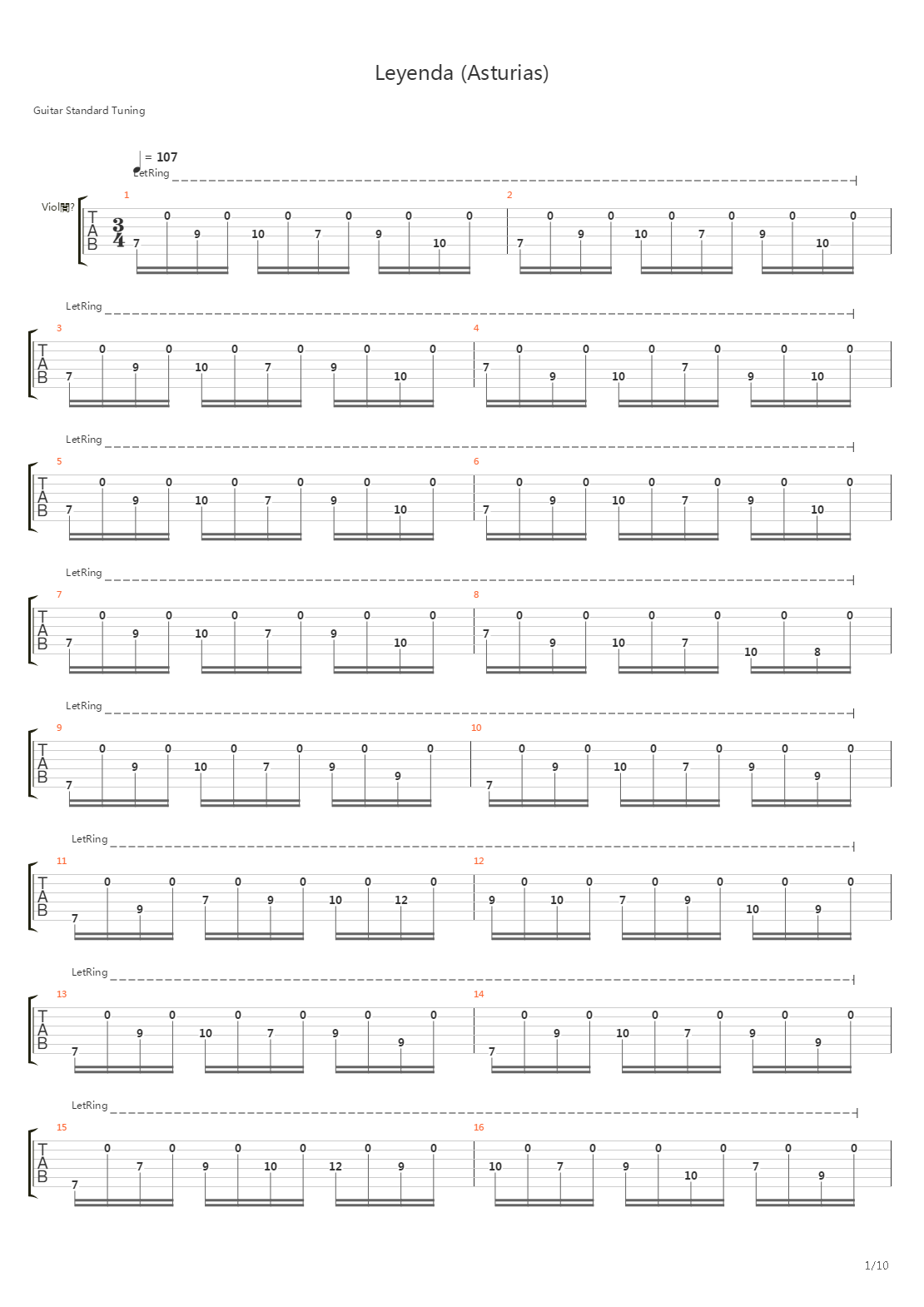 Leyenda Asturias吉他谱