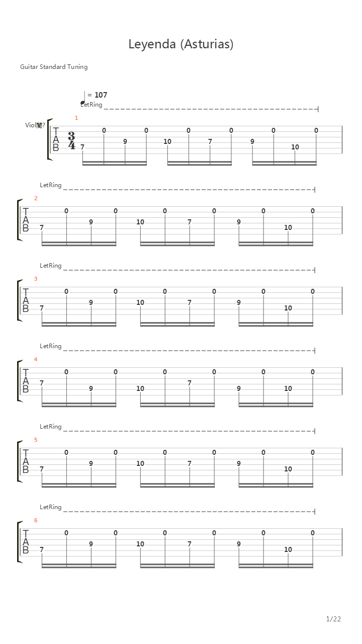 Leyenda Asturias吉他谱