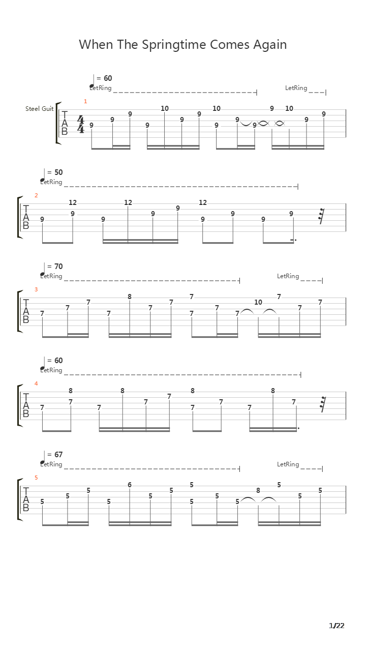 When The Springtime Comes Again吉他谱