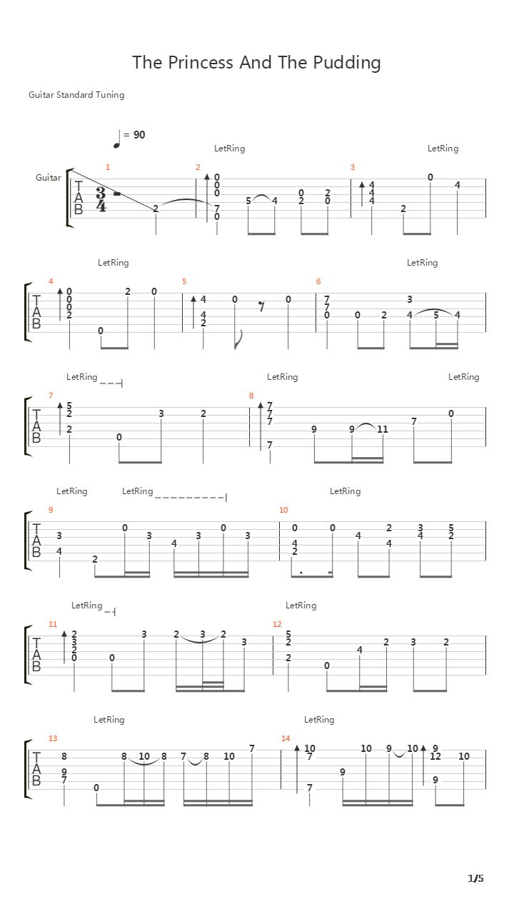 The Princess And The Pudding吉他谱