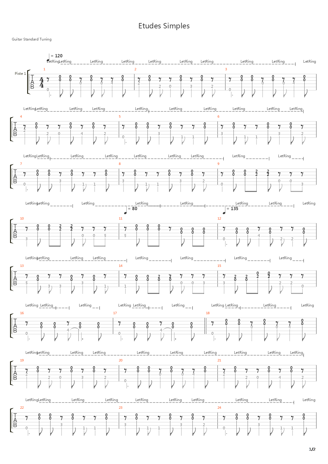 Etudes Simples吉他谱