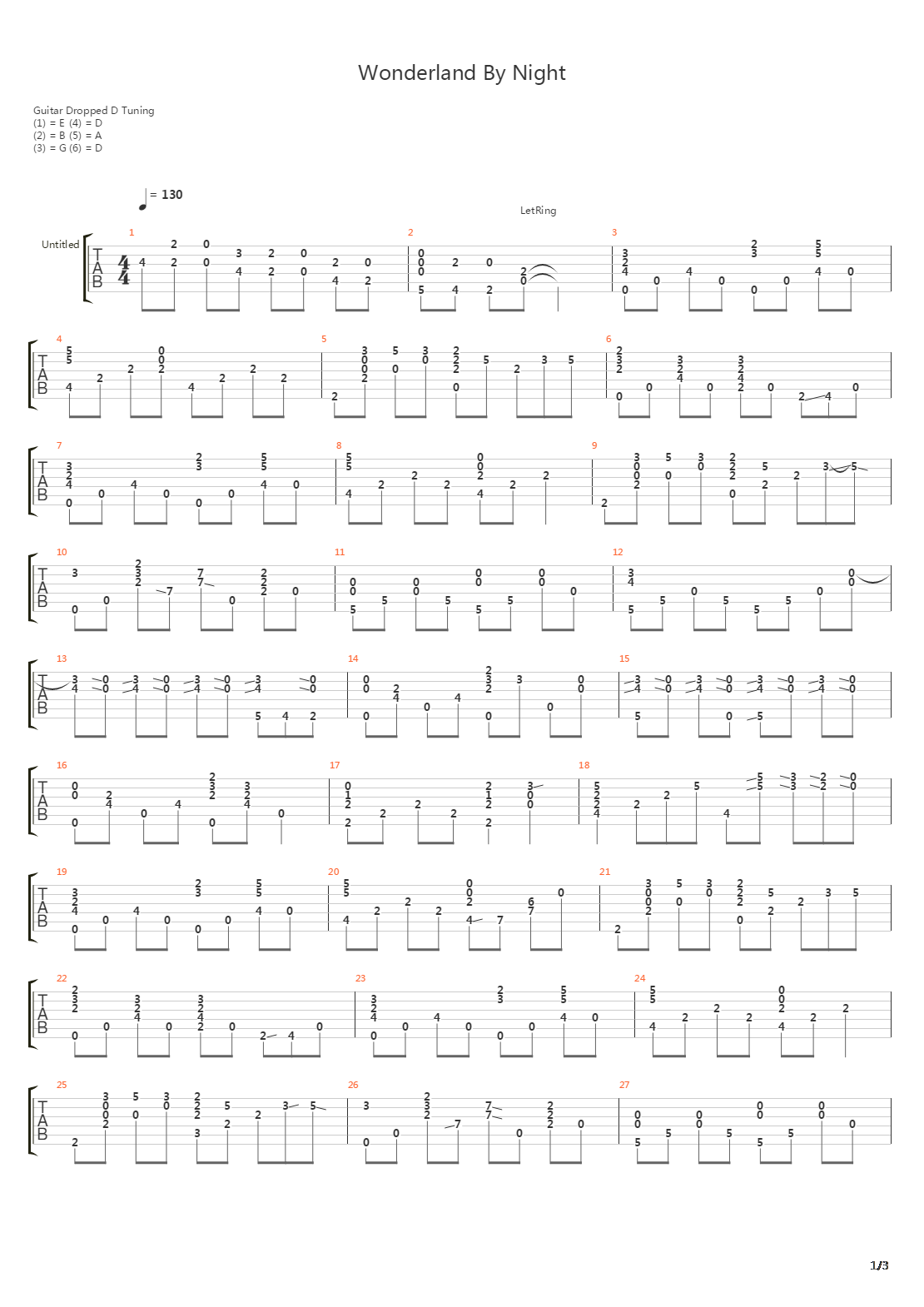 Wonderland By Night吉他谱