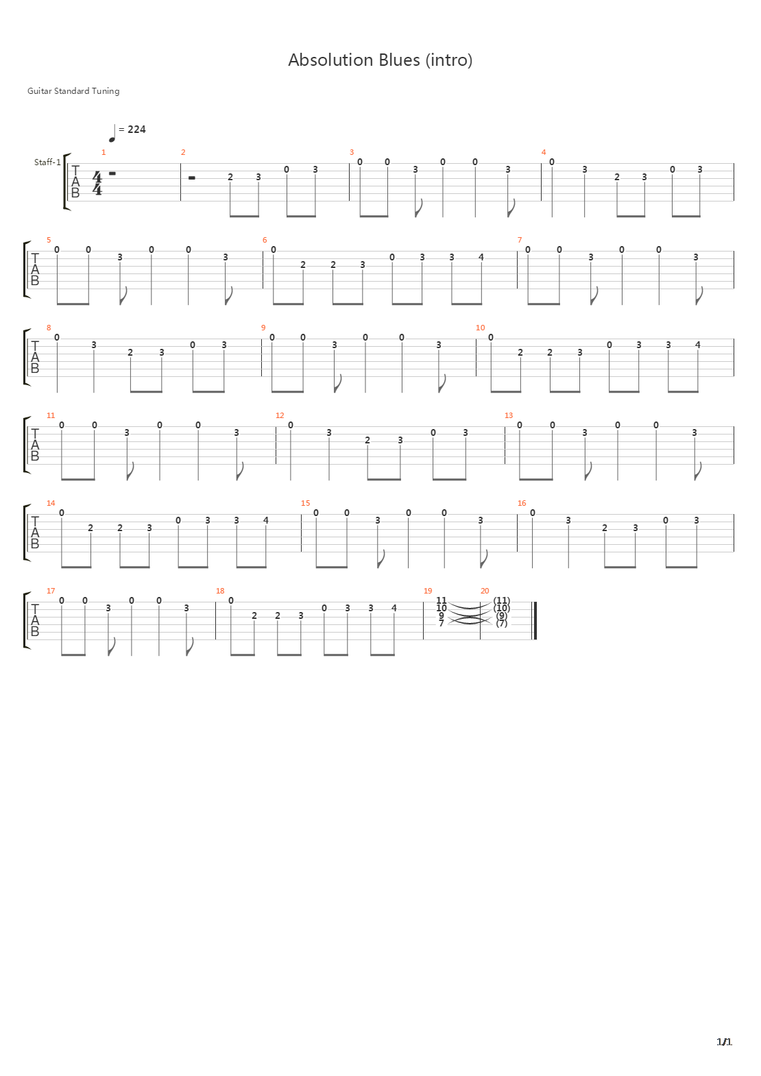 Absolution Blues吉他谱