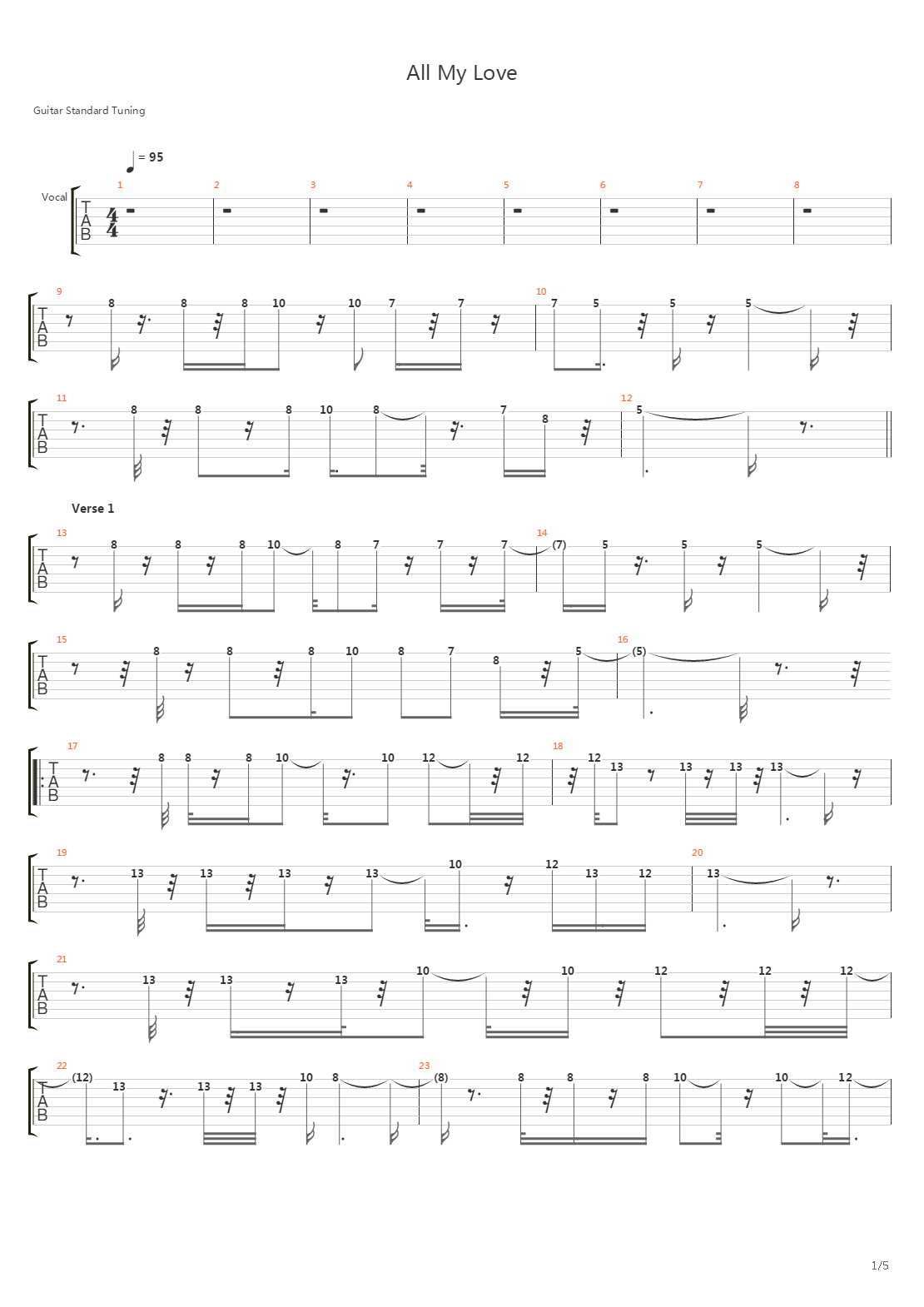 All My Love吉他谱