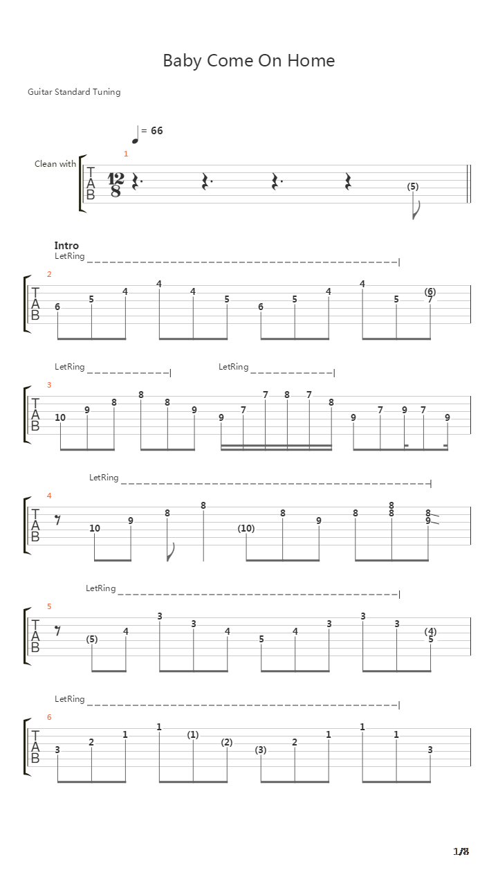 Baby Come On Home吉他谱