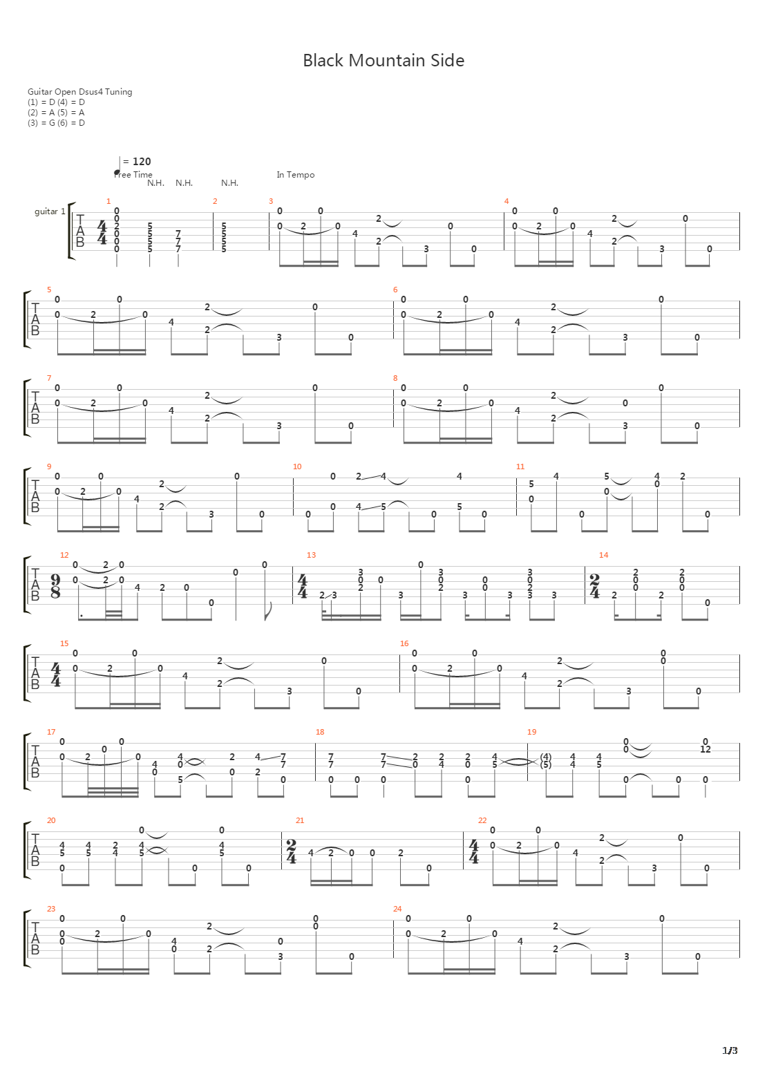 Black Mountain Side吉他谱