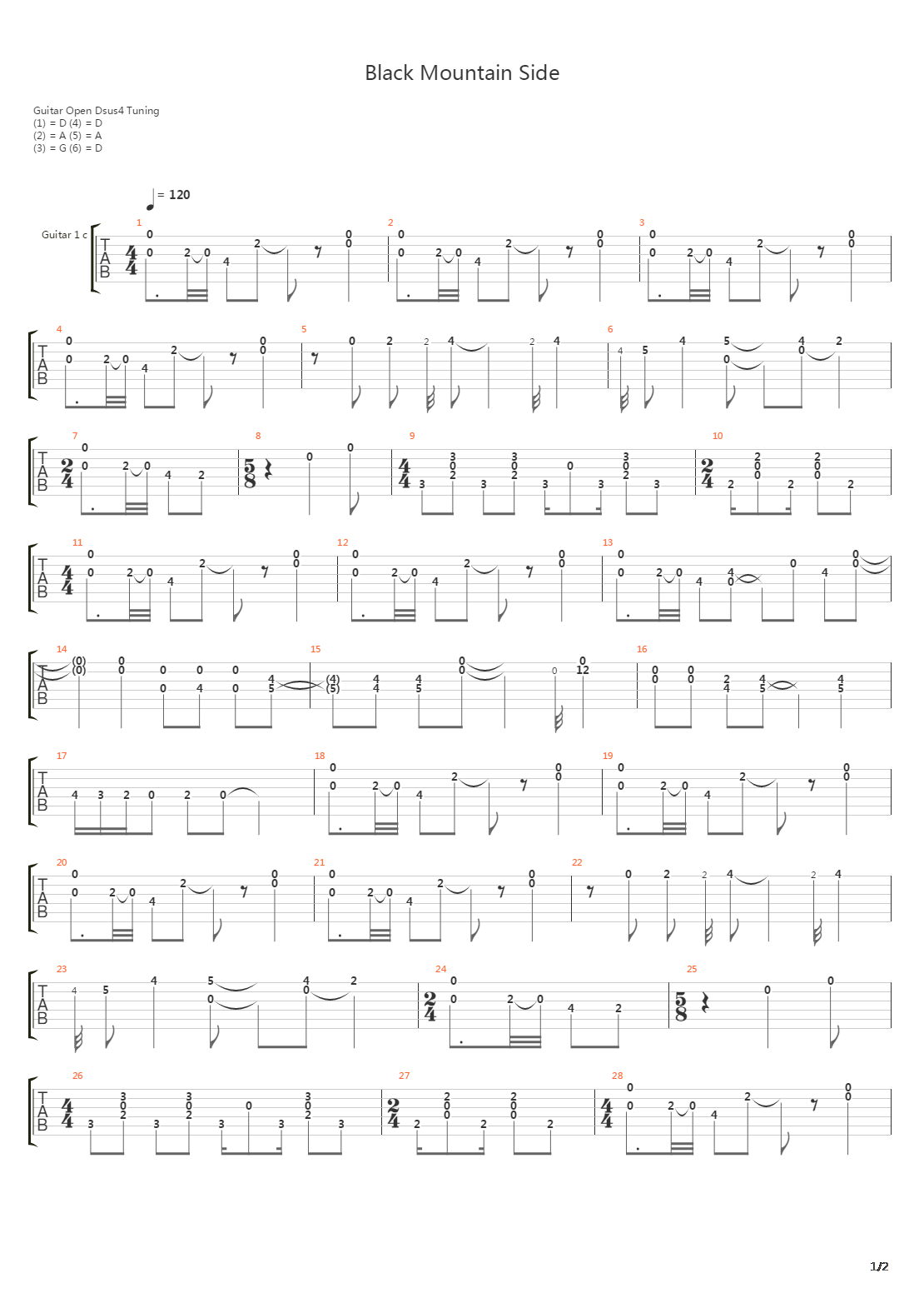 Black Mountain Side吉他谱