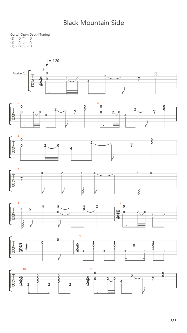Black Mountain Side吉他谱