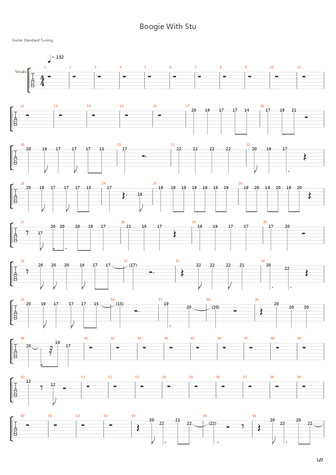 Boogie With Stu吉他谱