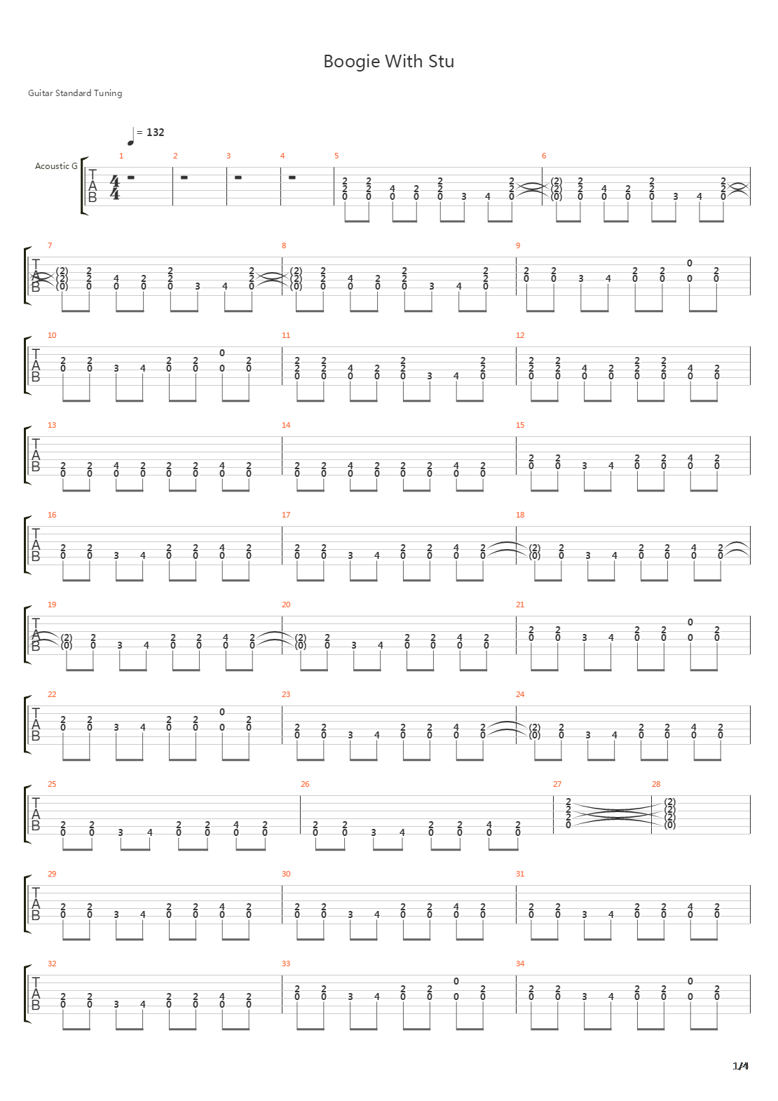 Boogie With Stu吉他谱