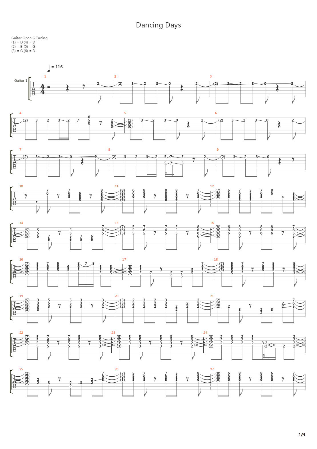 Dancing Days吉他谱