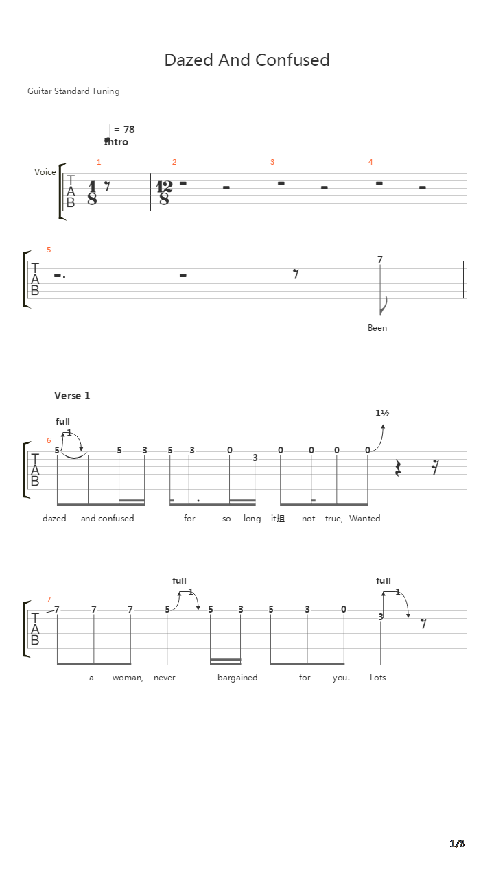 Dazed And Confused吉他谱