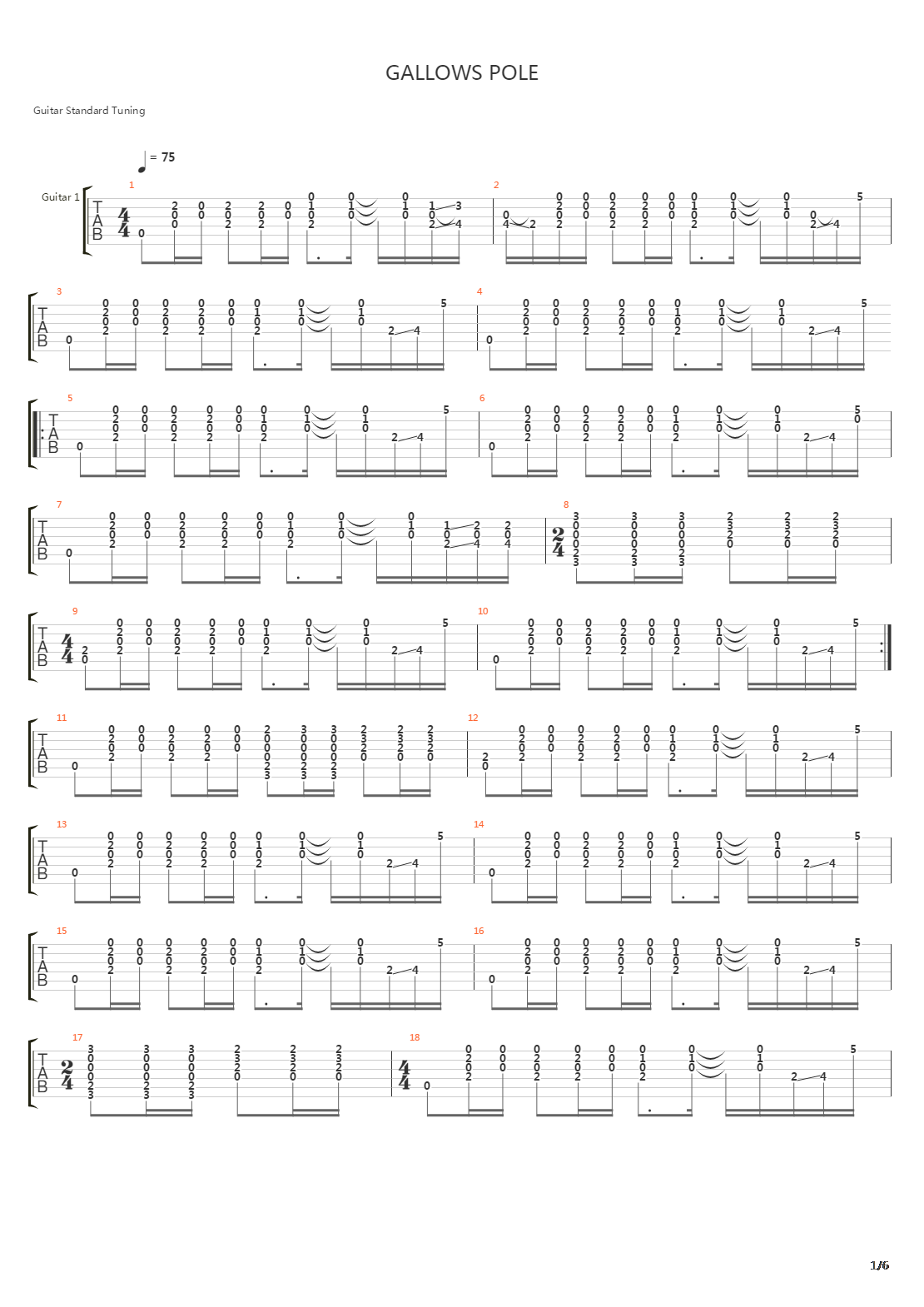 Gallows Pole吉他谱