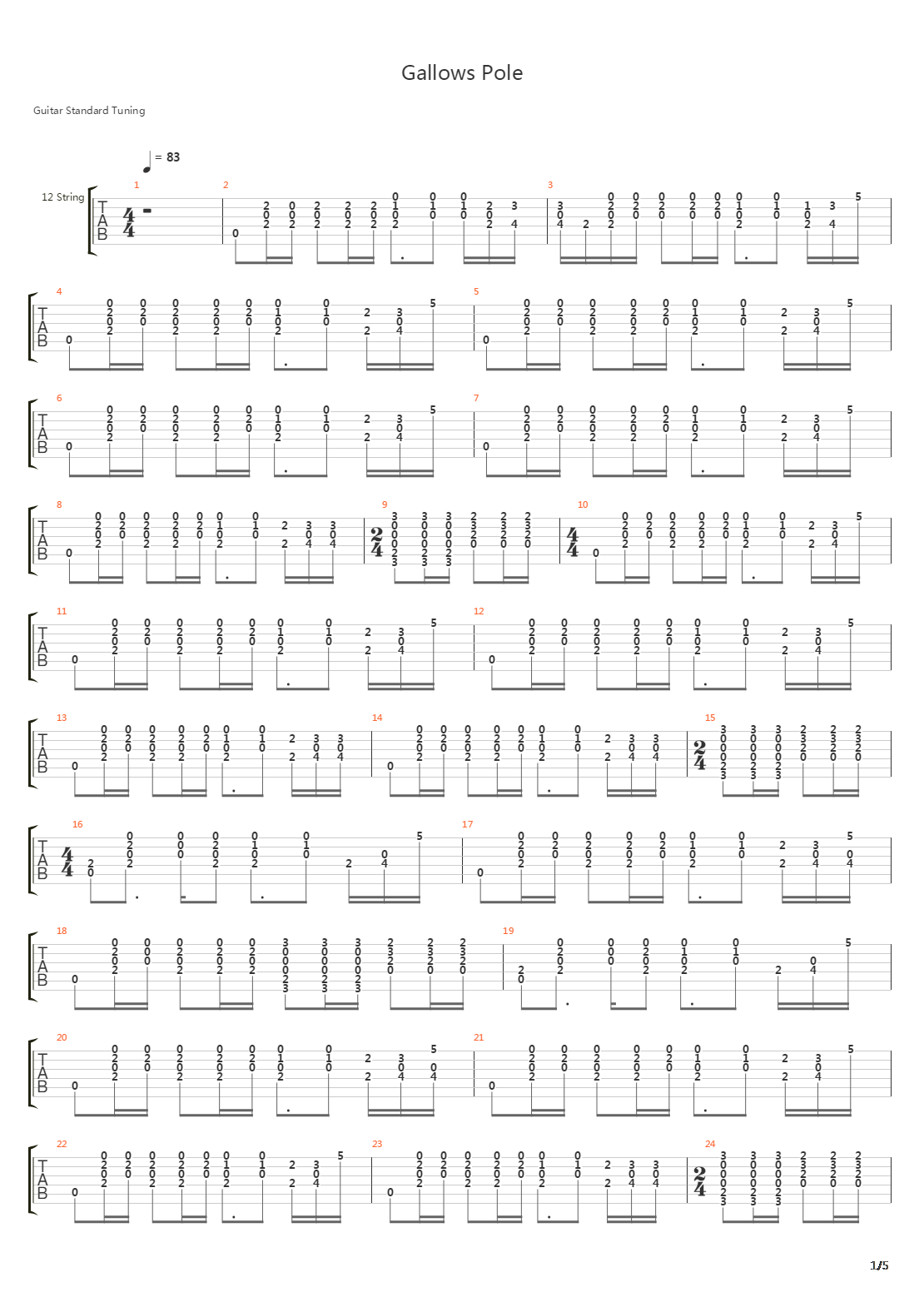 Gallows Pole吉他谱